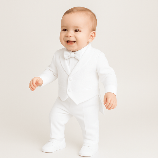 Archie's Penguin Tail Vest Set - Baptism BoysJuniorKidsBako