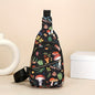 Large Capacity Chest Bag for Women - Adjustable Embroidered Crossbody Bag with Zipper Closure, Polyester Lining, Foldable, and Random Printing - Urban Solid Color Nylon Bag with Comfortable Strap - Bako Bako