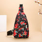 Large Capacity Chest Bag for Women - Adjustable Embroidered Crossbody Bag with Zipper Closure, Polyester Lining, Foldable, and Random Printing - Urban Solid Color Nylon Bag with Comfortable Strap - Bako Bako