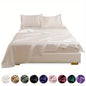 This 4pcs Satin Bed Sheet Set Includes One Fitted Sheet, One Flat Sheet, And Two Pillowcases Without Inserts. The Solid Color Showcases a Simple And Elegant Design That Never Goes Out of Style. Made from Polyester, The Fabric - Bako Bako