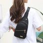 Large Capacity Chest Bag for Women - Adjustable Embroidered Crossbody Bag with Zipper Closure, Polyester Lining, Foldable, and Random Printing - Urban Solid Color Nylon Bag with Comfortable Strap - Bako Bako